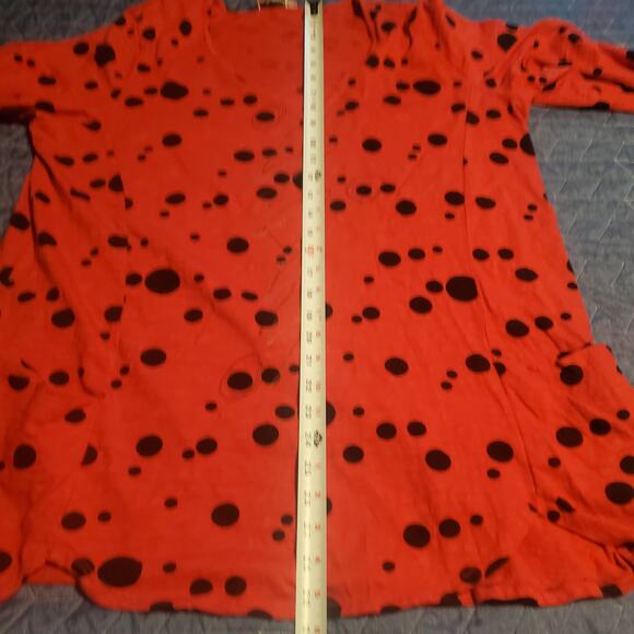 Vintage The Added Touch Top XL Wearable Art Red Circles Tunic Pockets USA - Picture 7 of 7